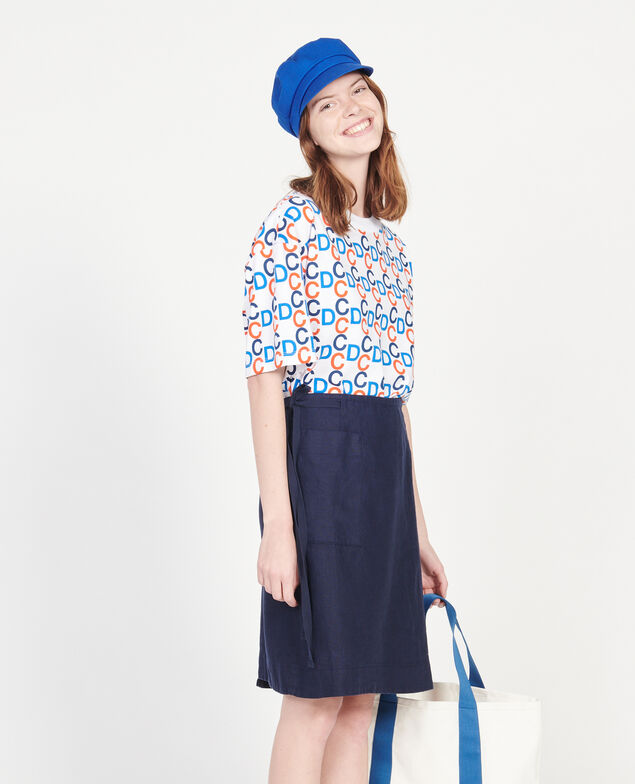 Linen wrap skirt Maritime blue