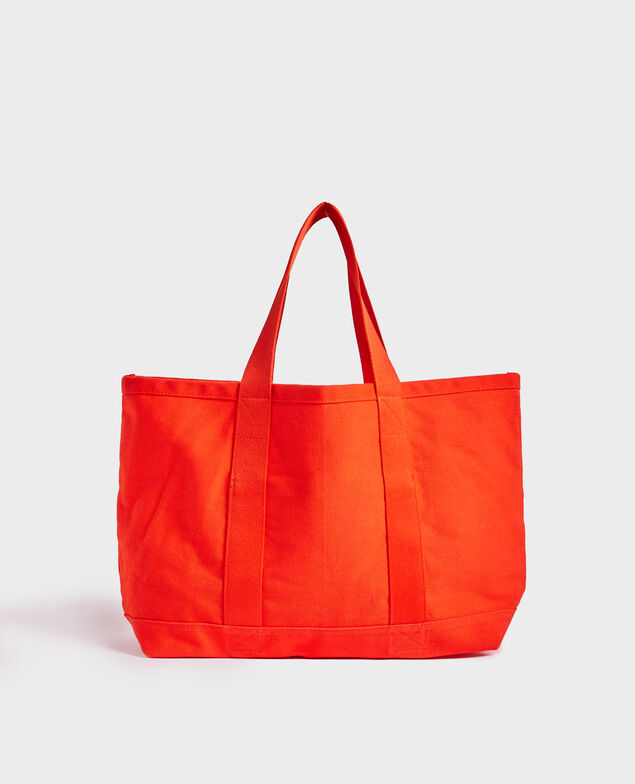 Multi-pocket cotton tote bag Spicy orange