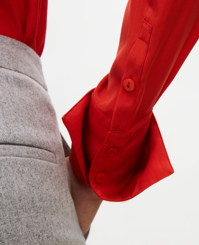  Long-sleeve tie neck silk blouse Valiant poppy
