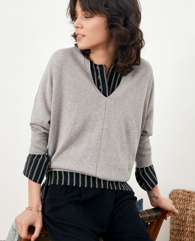 Jumper with 3/4 sleeves Light grey