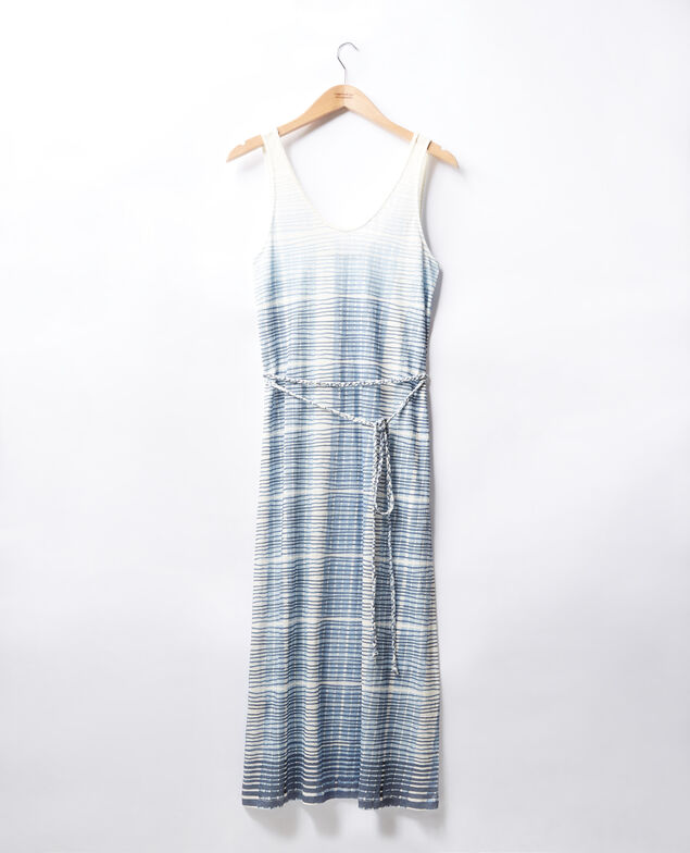 Linen mid-length dress Tie&dye washed blue