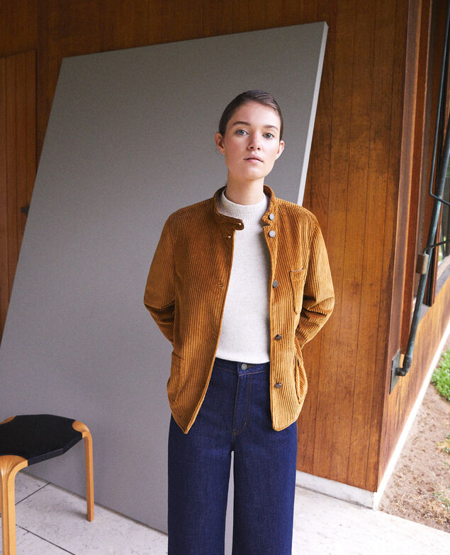 Ribbed corduroy jacket Golden brown