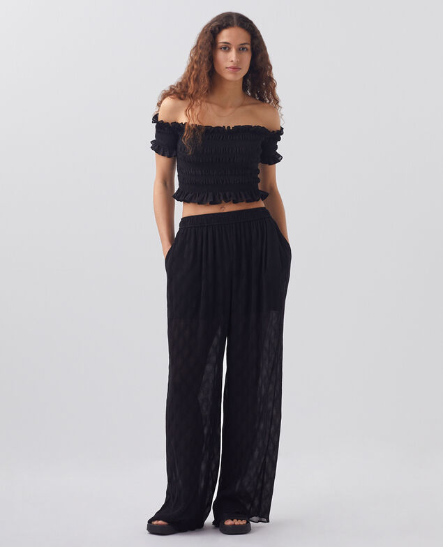 Cropped smock top H091 black beauty