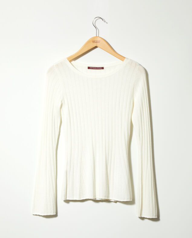 Ribbed wool jumper White