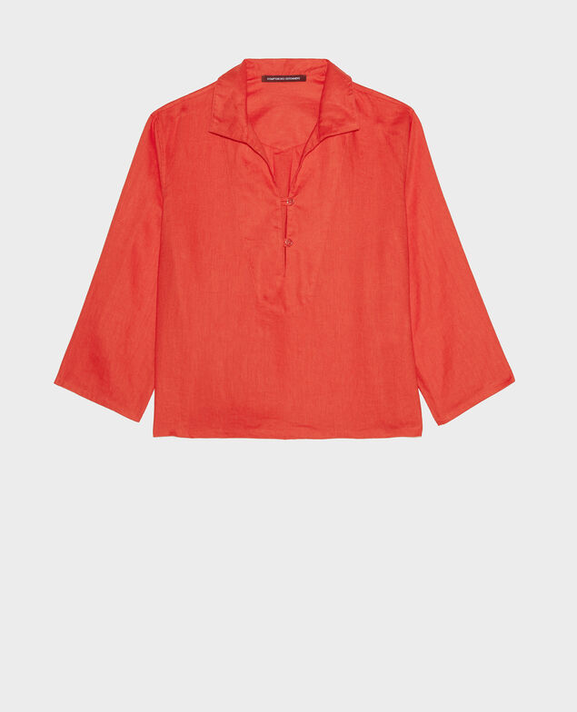 Linen blouse Fiery red