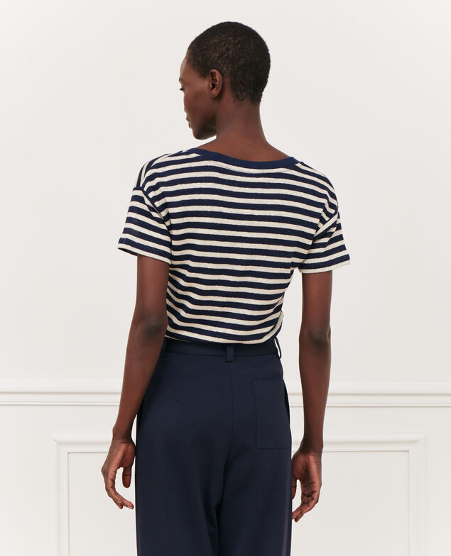 SARAH - Linen V-neck t-shirt 123 stripes heather