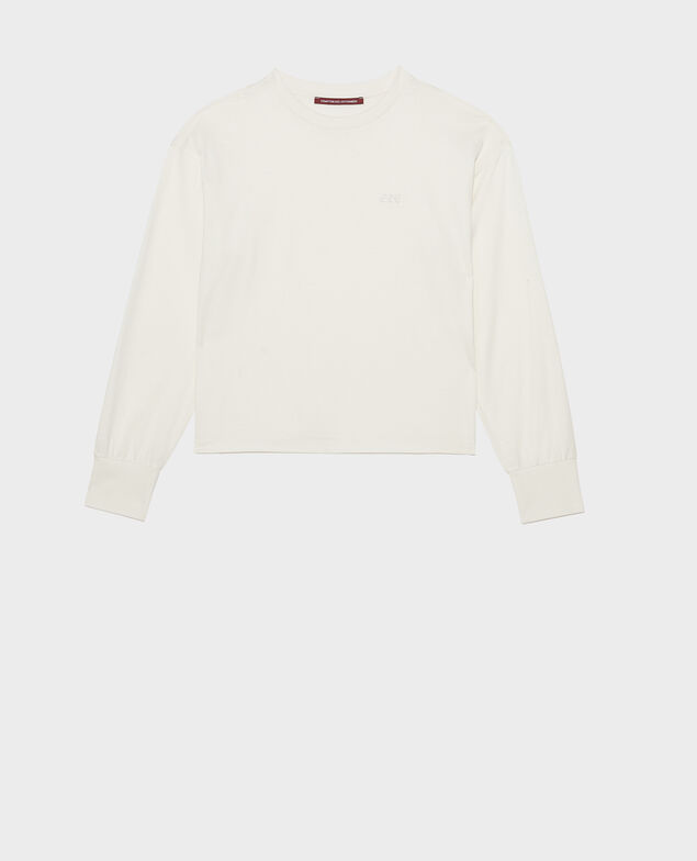  Round neck long-sleeve cotton t-shirt Jet stream