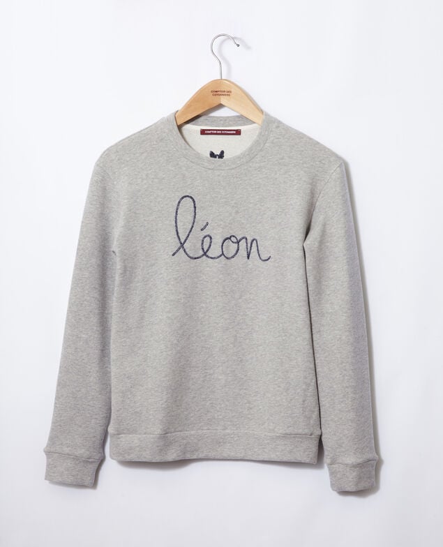 Embroidered Léon sweatshirt Grey