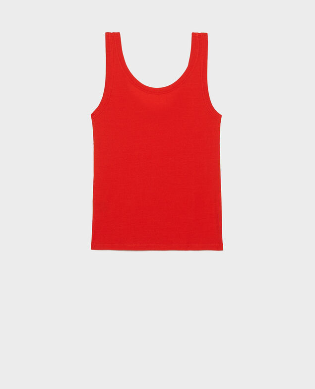 Mercerised cotton ribbed jersey vest Fiery red