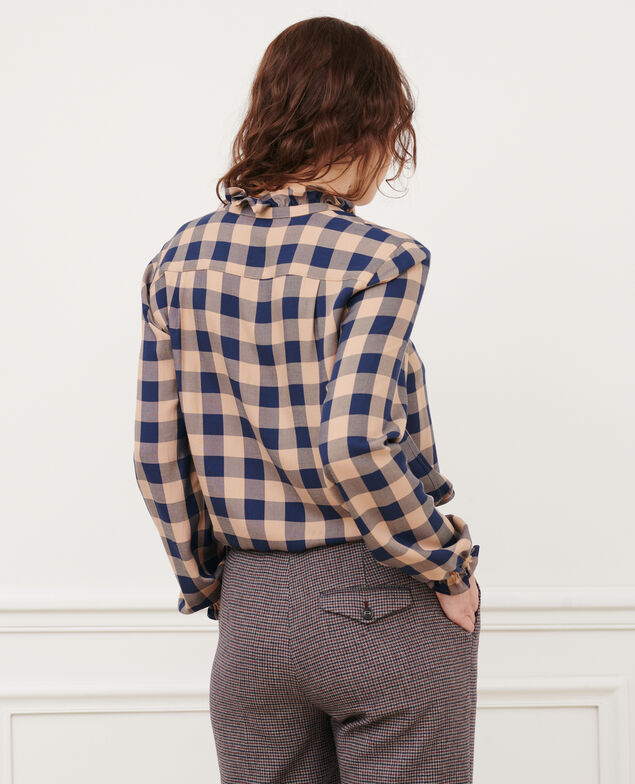 Silky checked shirt 8867 32 beige check