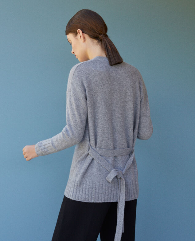 Wrapover cashmere cardigan Light heather grey