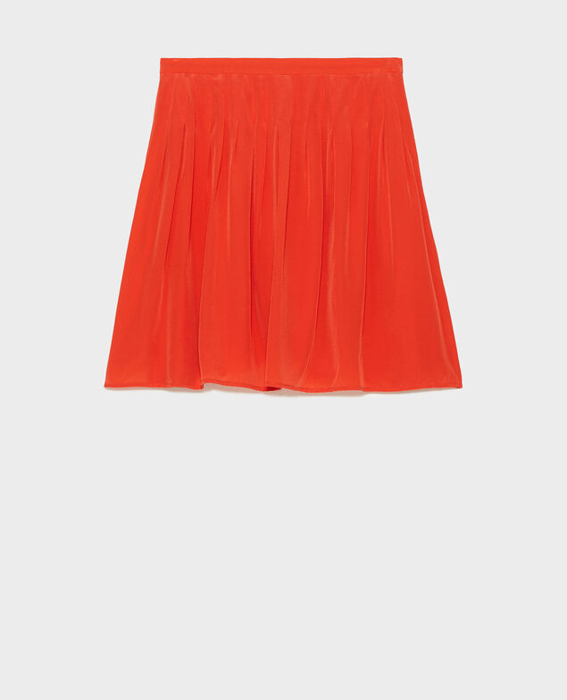  Pleated flared silk mini skirt Valiant poppy