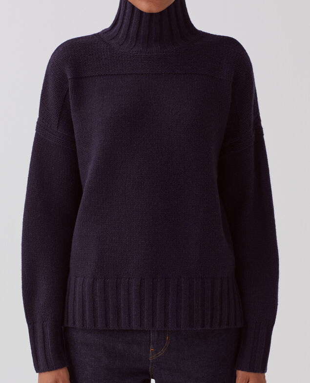 Wool polo neck jumper H695 night sky