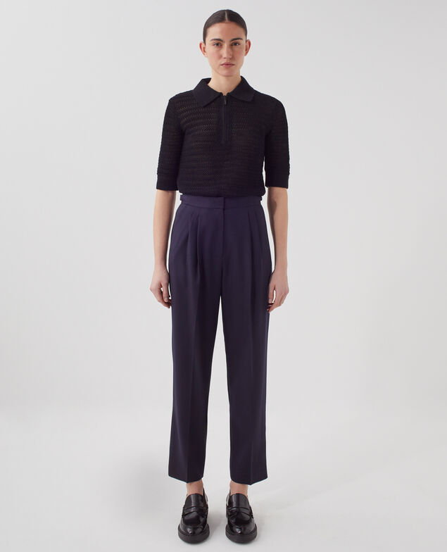 CAMILLE - Pleated wool trousers H695 night sky
