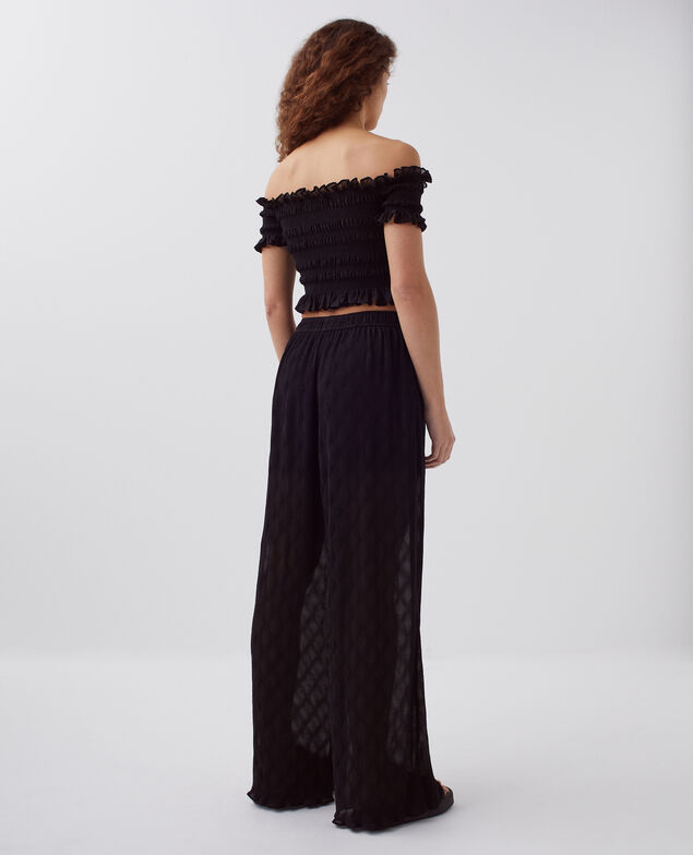 Loose silky trousers H091 black beauty