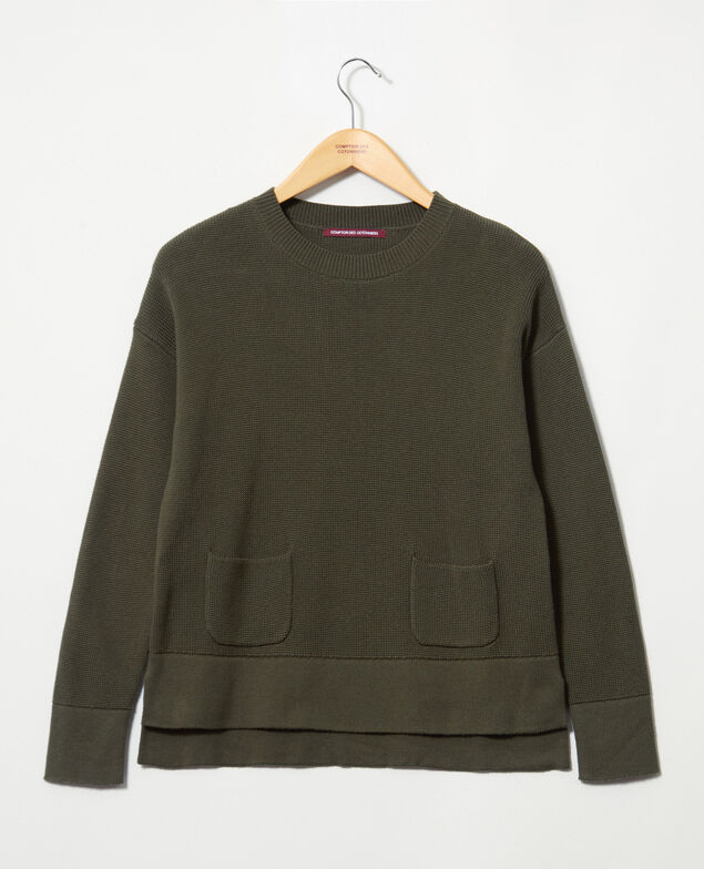 Round neck jumper Olive green
