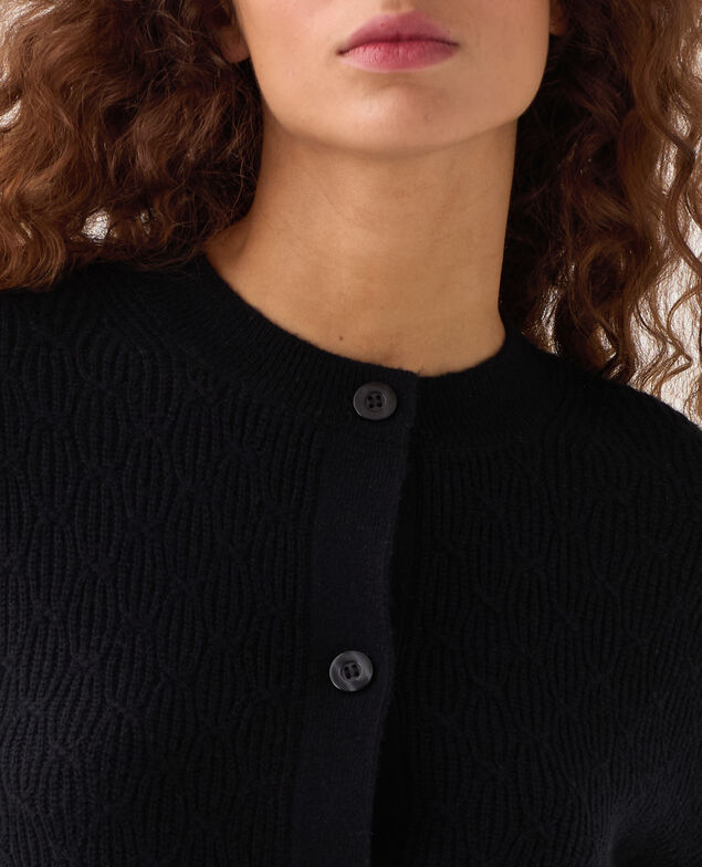 Cardigan with decorative stitching H091 black beauty