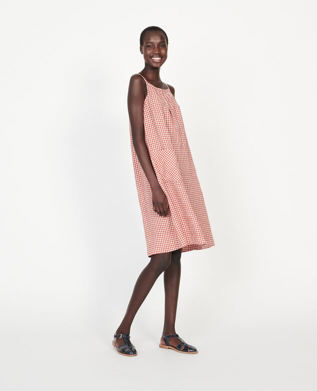 Cotton dress Vichy ketchup buttercream