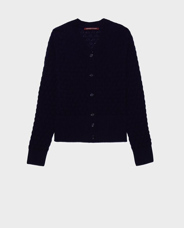 V-neck cardigan, 100% cashmere  Maritime blue