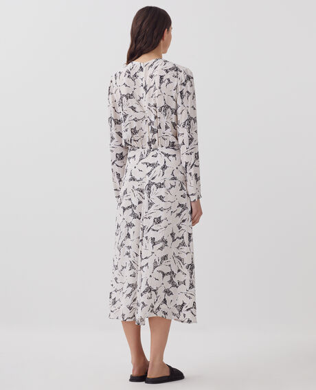 Silky maxi dress J301 flower camo ecru