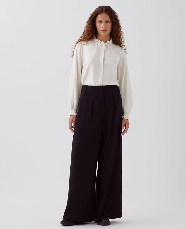 YVONNE - Pleated wide leg trousers H091 black beauty