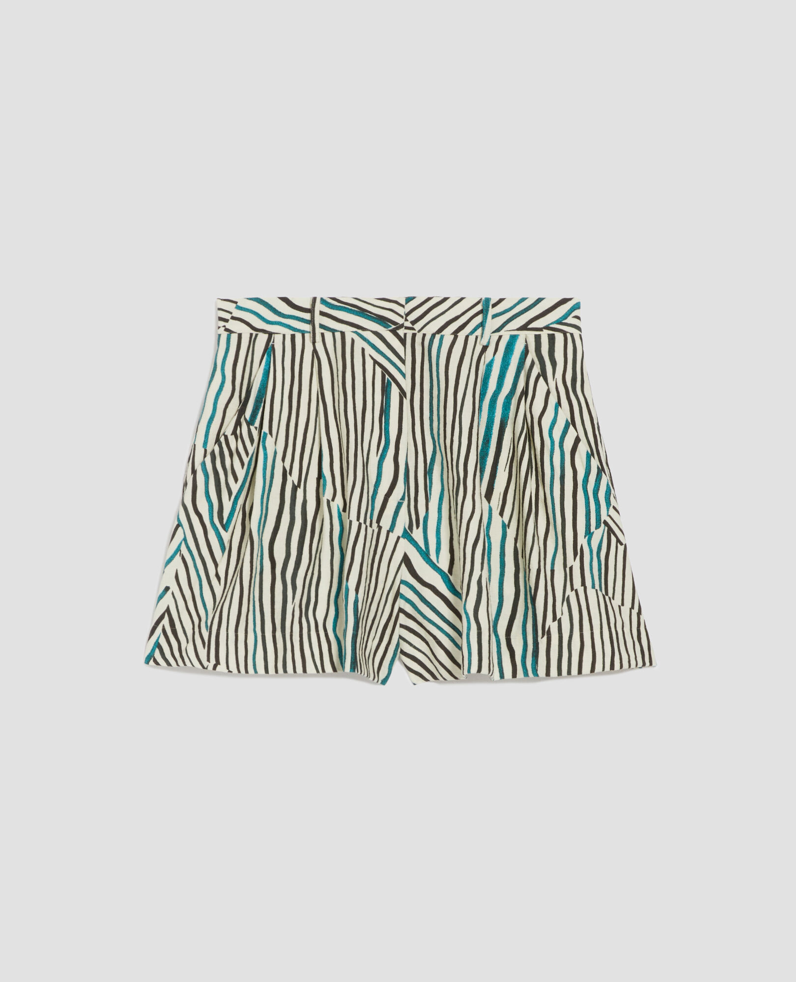 Flowing zebra printed shorts big zebra ecru - Comptoir des