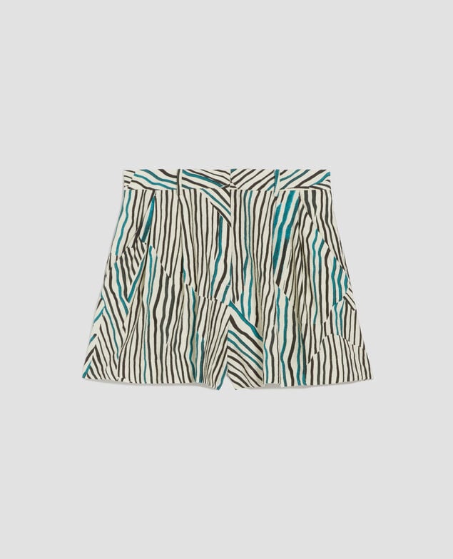 Flowing zebra printed shorts J014 big zebra ecru