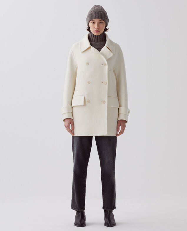 Mid-length coat I010 glass green beige