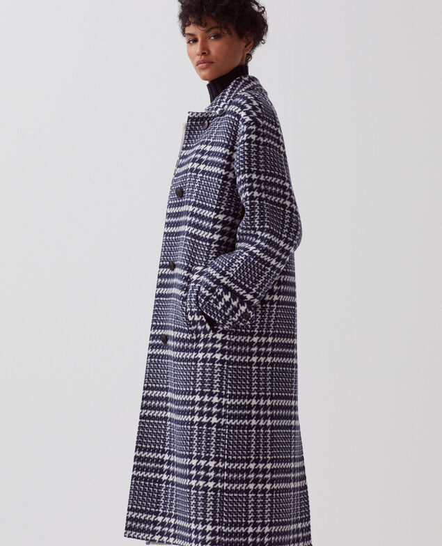 Long coat I681 houndstooth ble