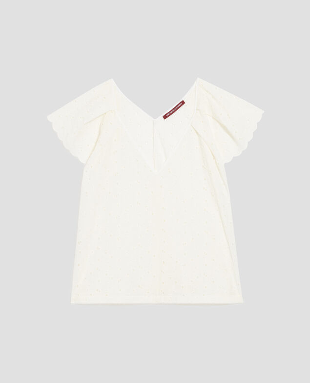 Embroidered cotton top H003 white