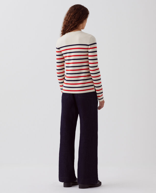 MADDY - Striped merino wool jumper H004 st_tricolore