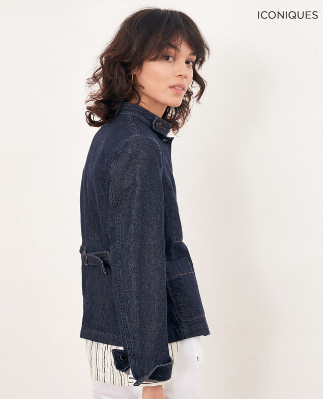 Denim jacket with stand-up collar Indigo