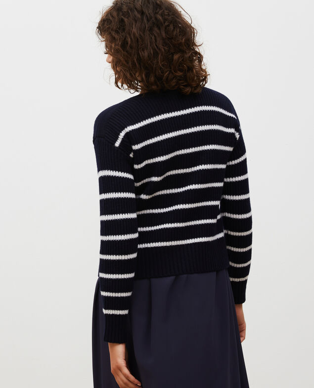 Boatneck striped wool jumper Str jetstream nt sky