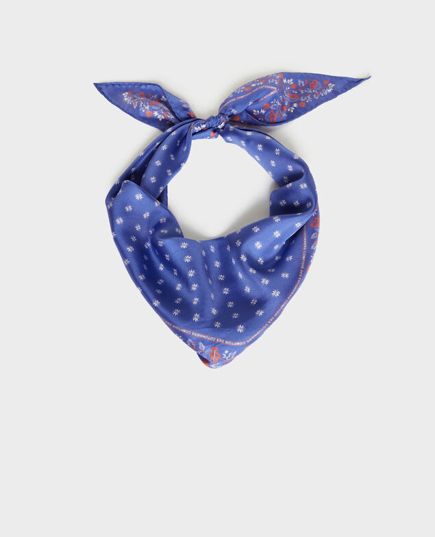 Diamond-shape silk foulard Royal blue