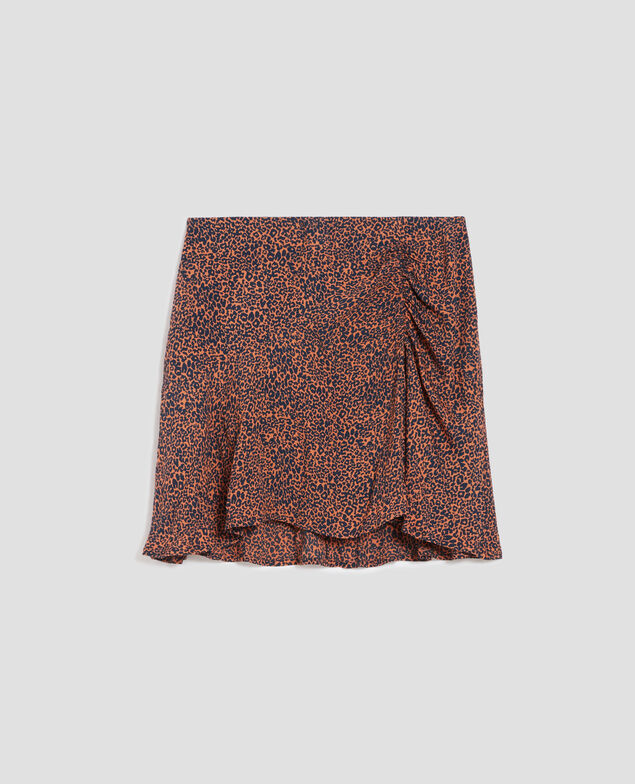 Fluid leopard print mini skirt I480 leo brown