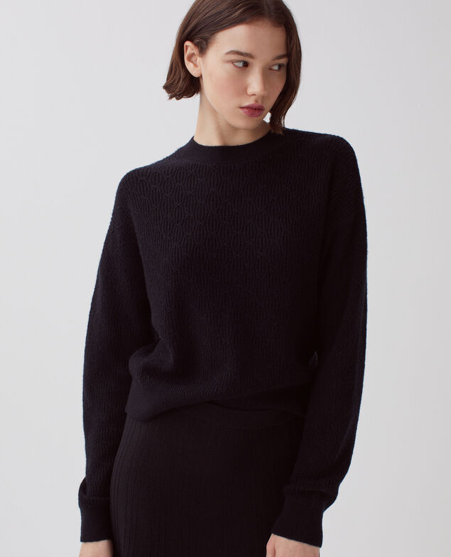 Jumper with decorative stitching H091 black beauty