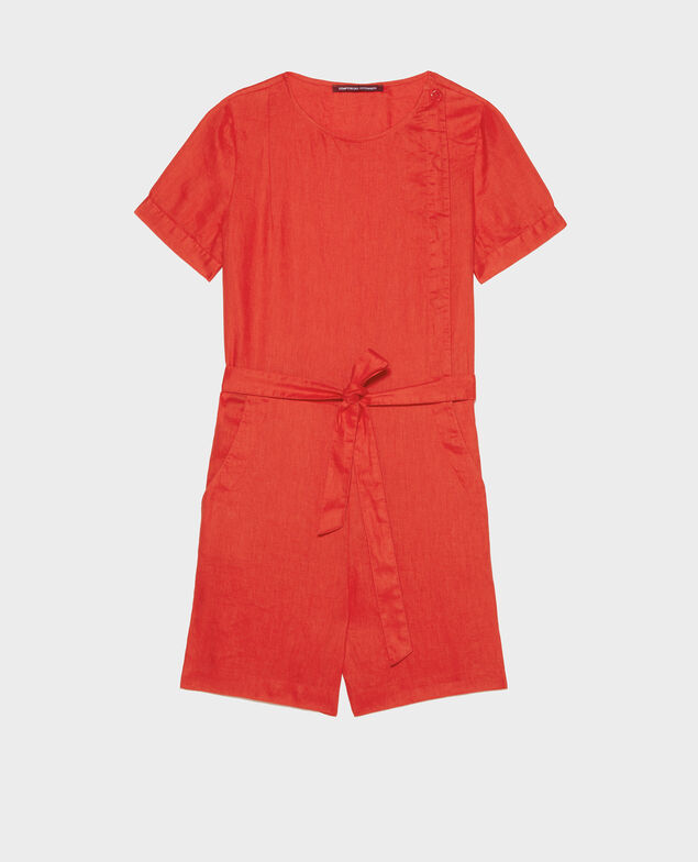 Linen playsuit Fiery red