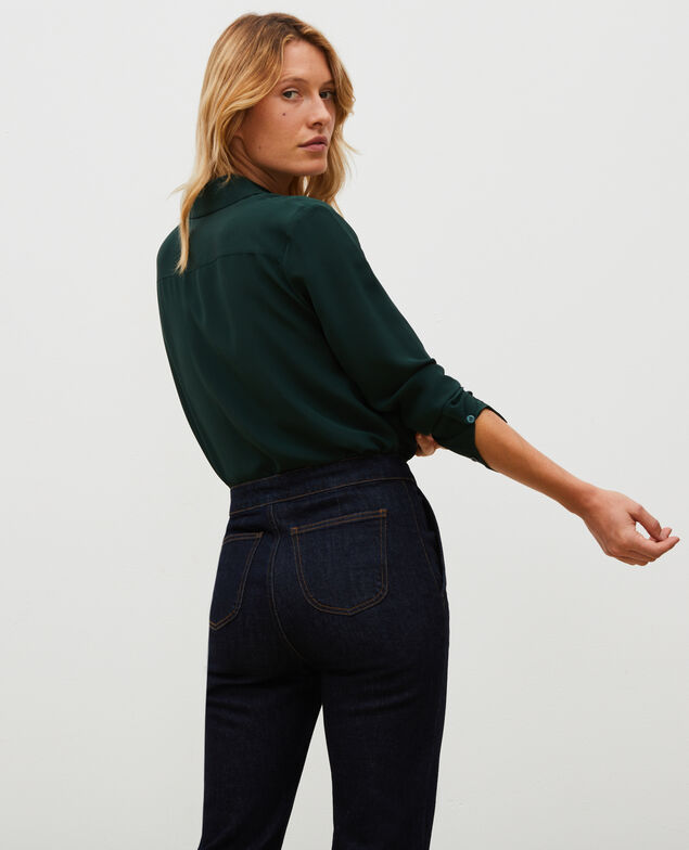 Loose long-sleeve silk shirt Scarab