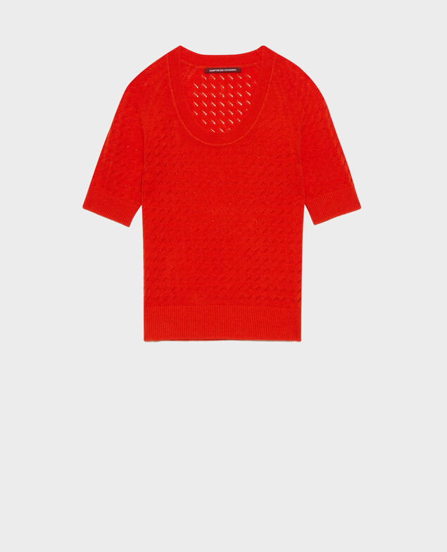 Short-sleeve cotton and linen jacket Pureed pumpkin