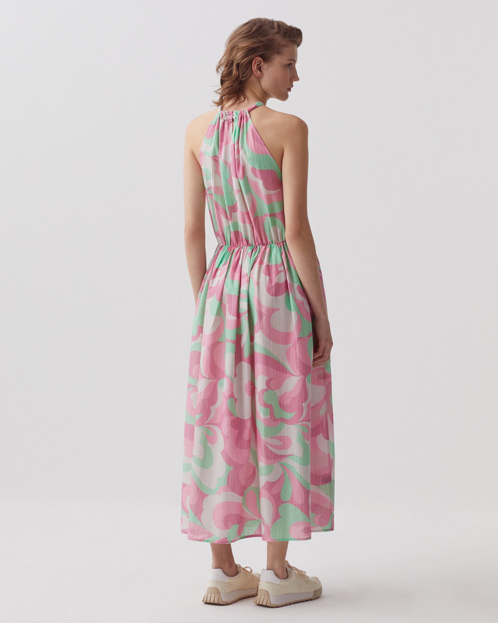 Halter neck maxi dress anemone pink - Comptoir des Cotonniers