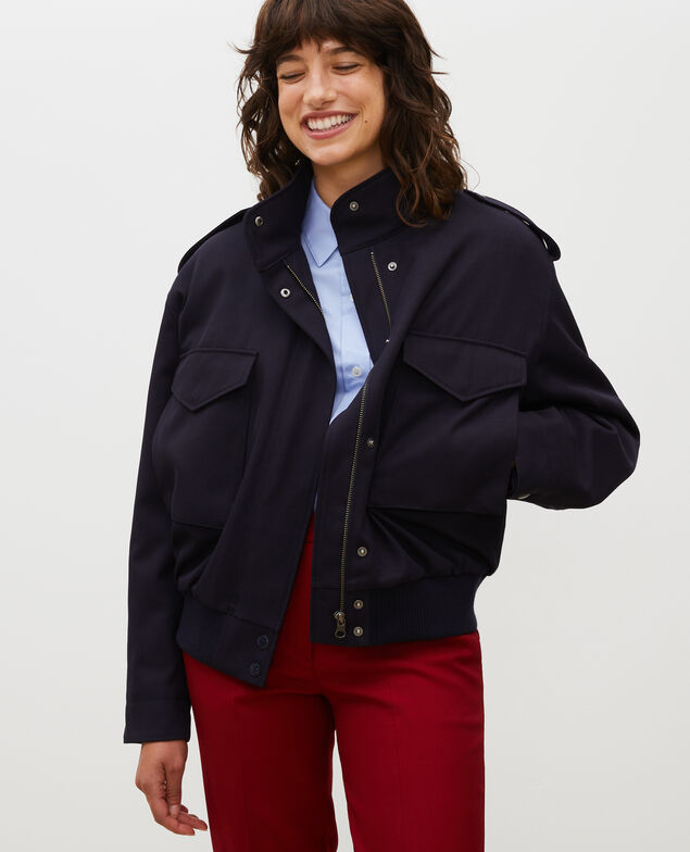 Wool gabardine aviator jacket Night sky