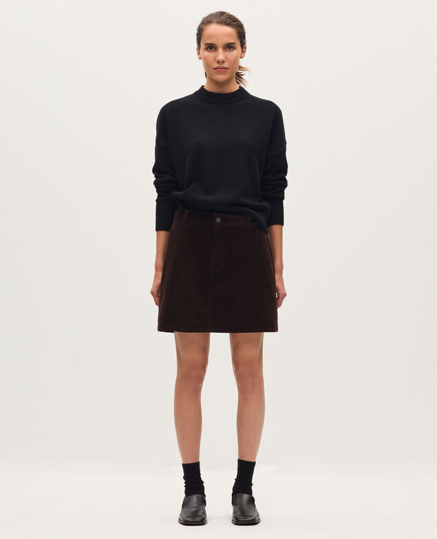 Corduroy mini skirt U380 dark brown