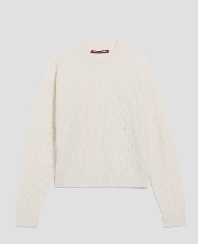 Jumper with decorative stitching I010 glass green beige