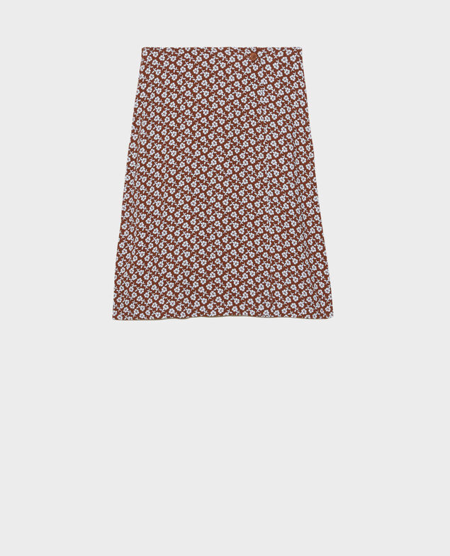  Floral print straight wrap skirt Print fleurettes tortoise shell