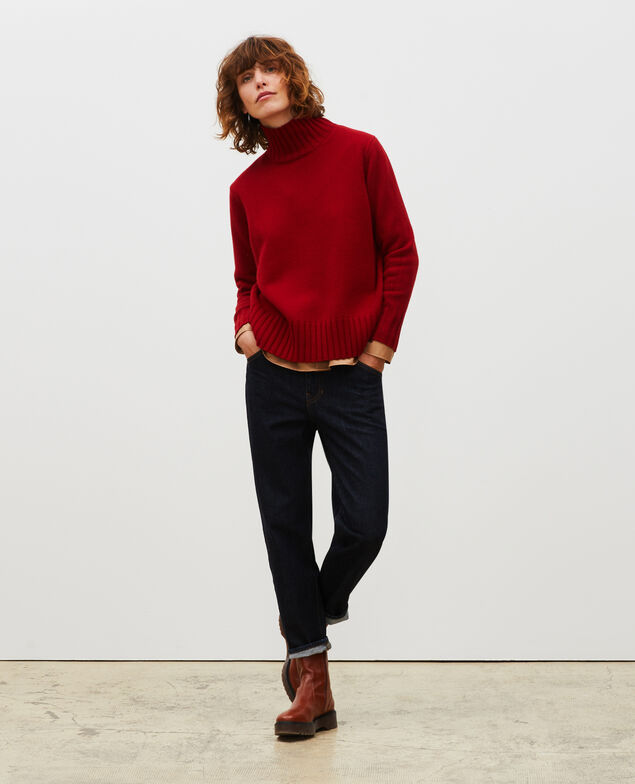Chunky ribbed turtleneck jumper Royale red