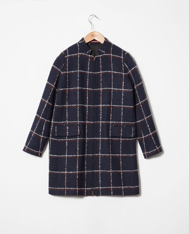 Check print coat Navy checks