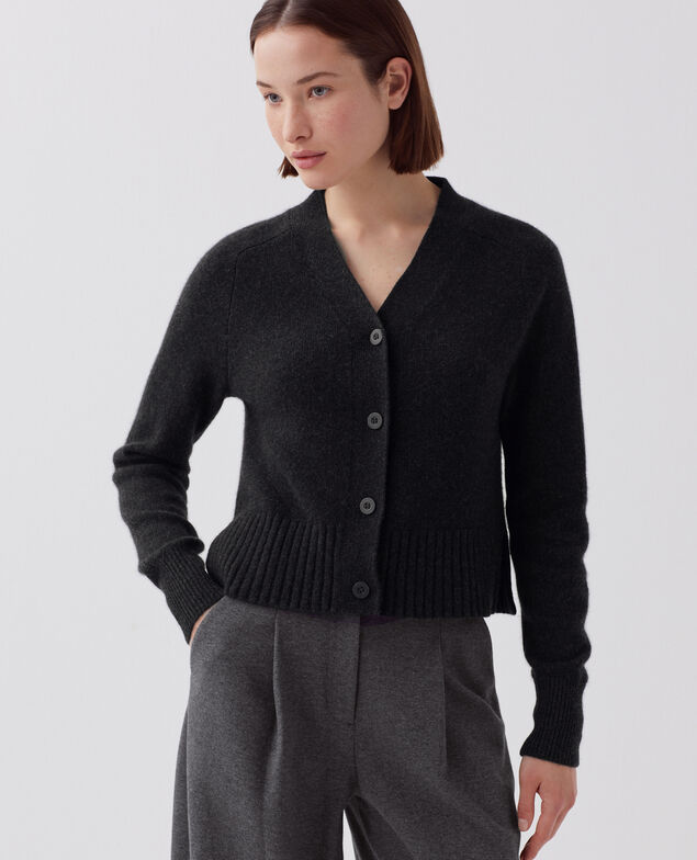Cashmere cardigan I080 moonless gray