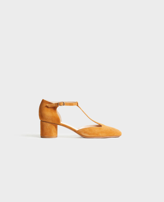 Suede T-bar heels Pumpkin spice