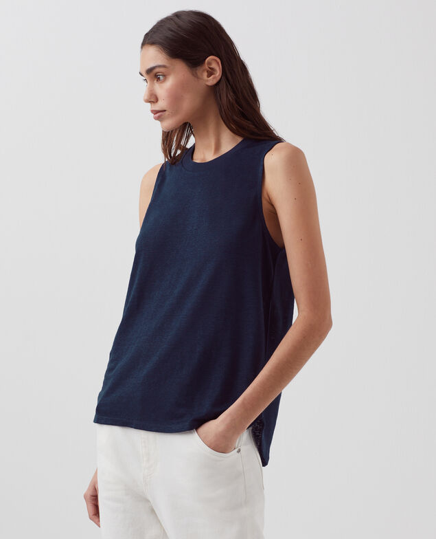 MARCELLE - Linen tank top H695 night sky