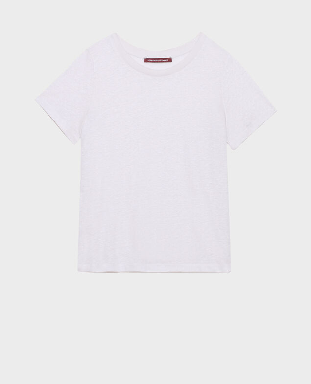AMANDINE - linen round neck t-shirt 0700 lilac hint